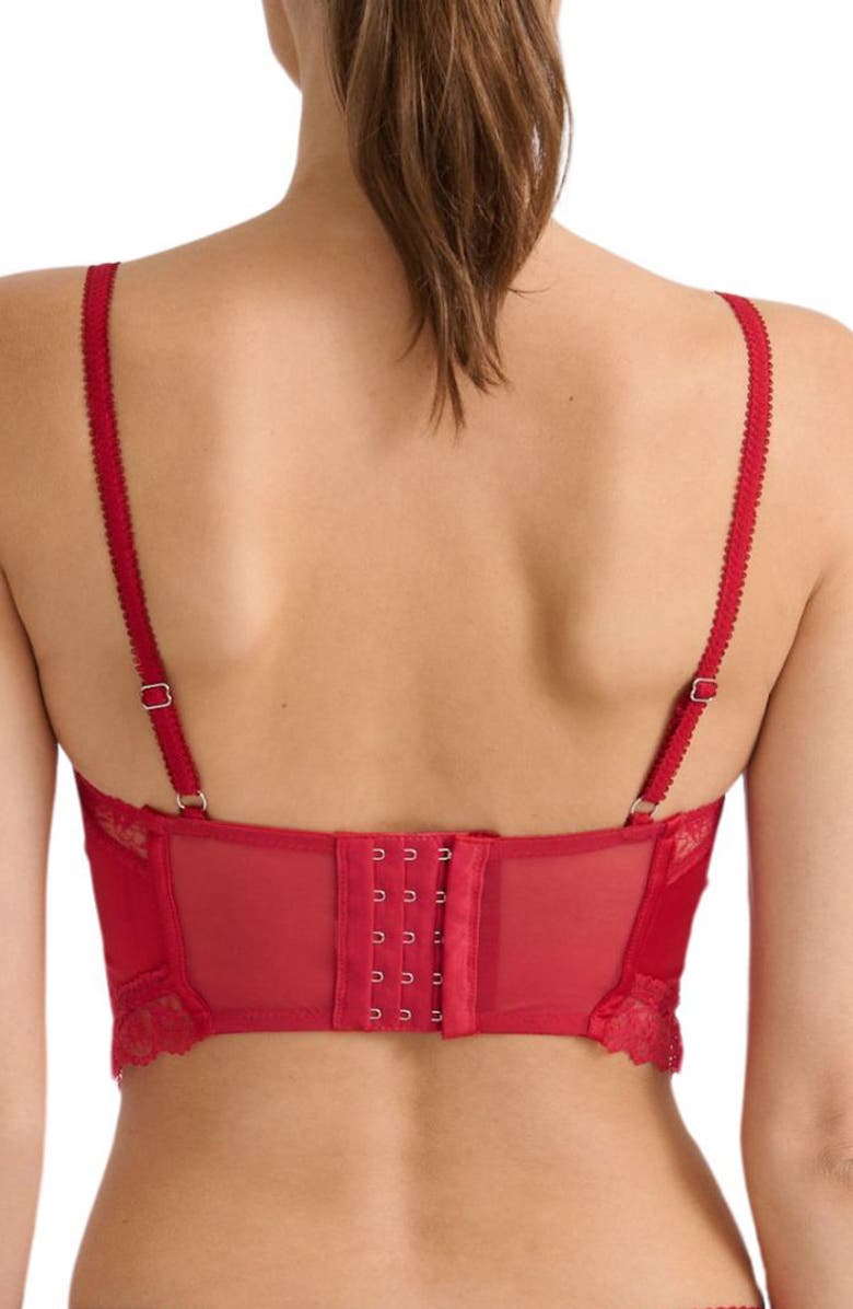 Kat The Label Amelie Lace & Satin Bustier, Alternate, color, Red