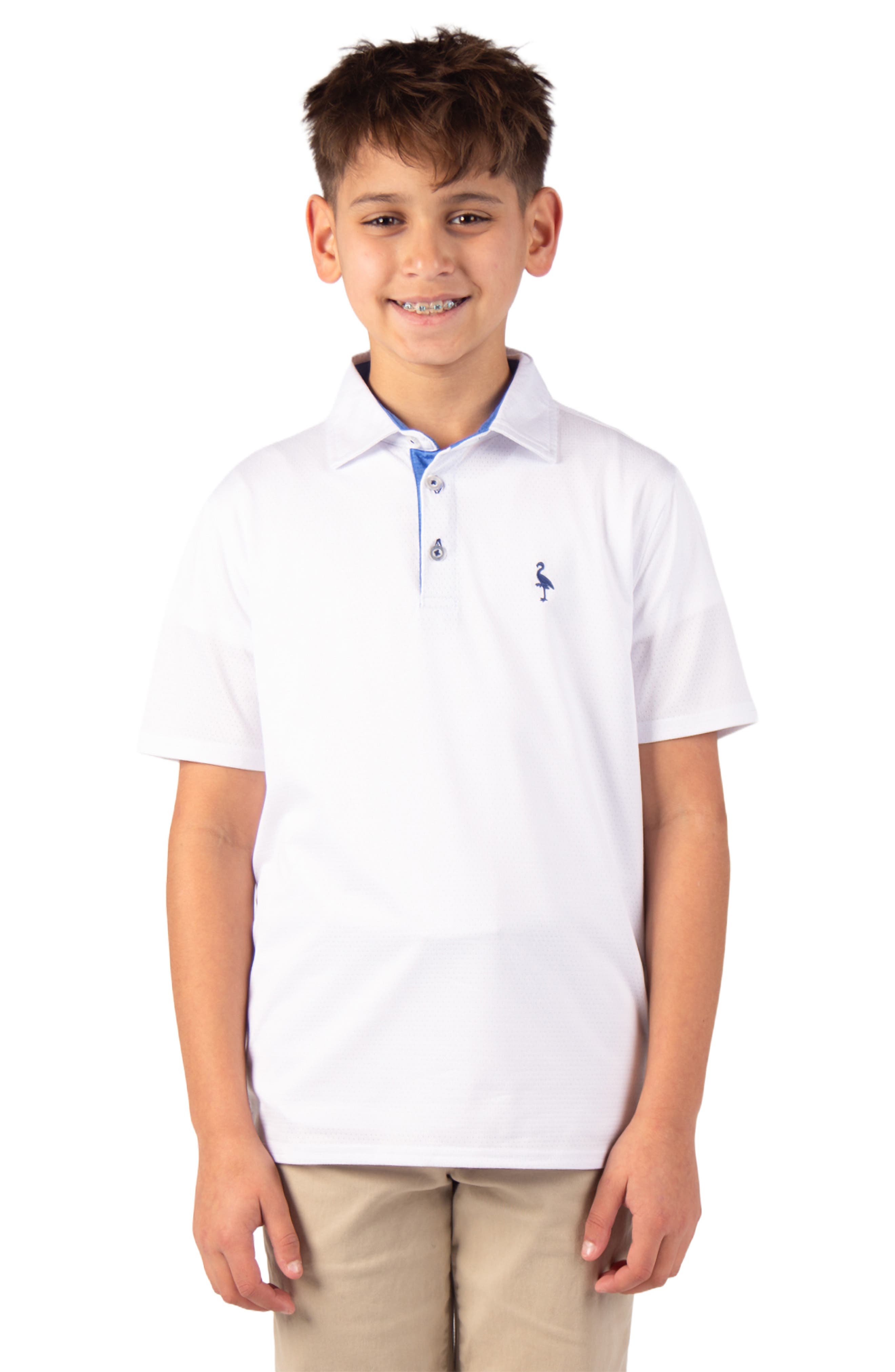 TailorByrd Kids' Mélange Mesh Performance Polo