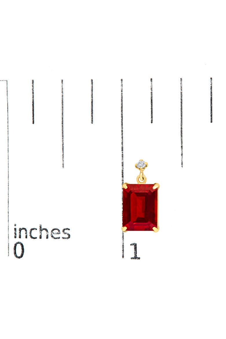 18K Yellow Gold Rectangular Emerald-Cut Garnet and Diamond Dangle Earrings, Alternate, color, Yellow Gold