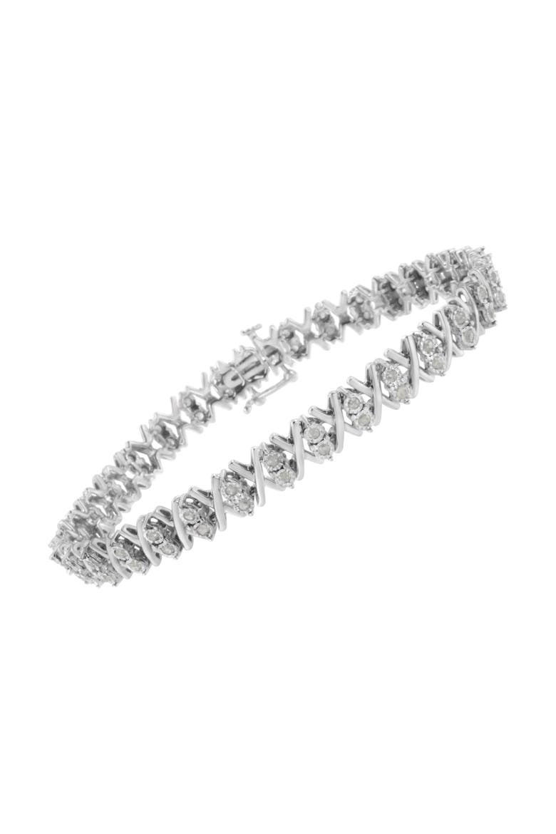 Silver 1.0 Ctw Diamond Miracle-Set X-Link Tennis Bracelet, Alternate, color, White