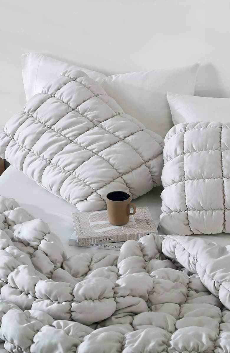 Sunday Citizen Puff Squares Set of 2 Pillow Shams, Alternate, color, Pearl Gray