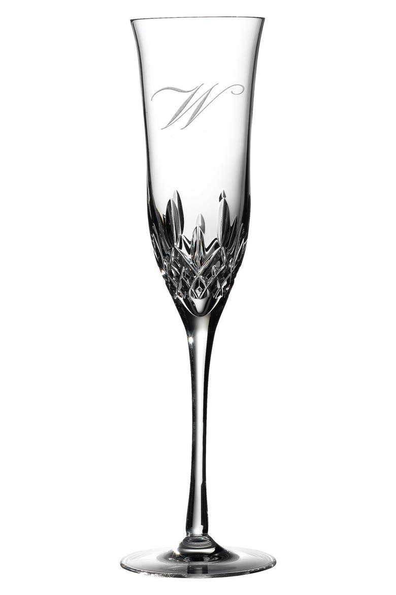 Lismore Essence Set of 2 Monogram Lead Crystal Champagne Flutes, Main, color, CLEAR - W