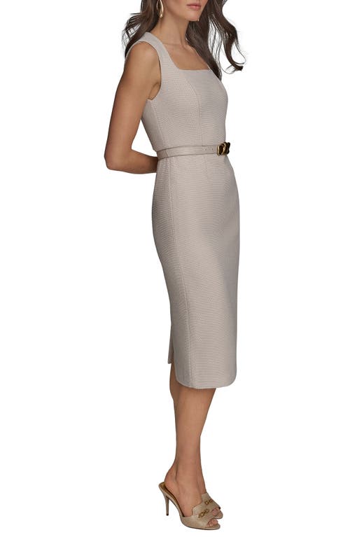 Donna Karan New York Belted Sheath Dress In Dark Clay Cream