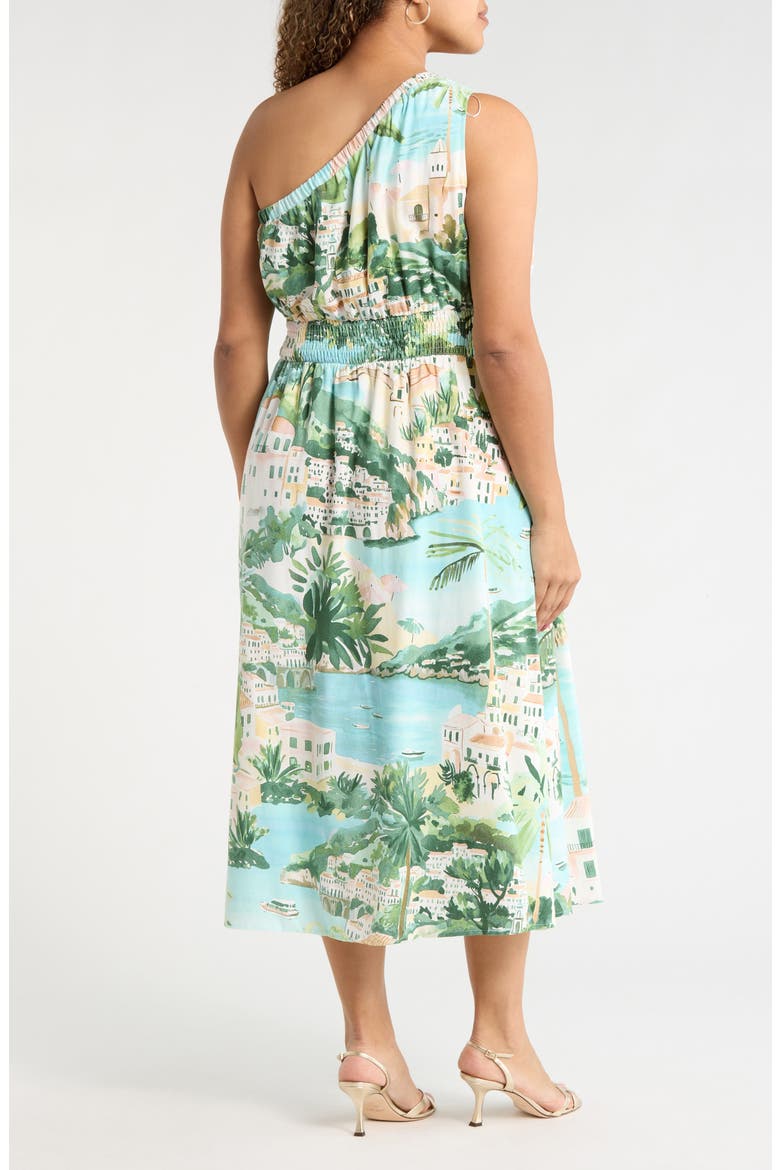 Piti Town Islay Smocked Midi Dress, Alternate, color, AQUA-MULTI
