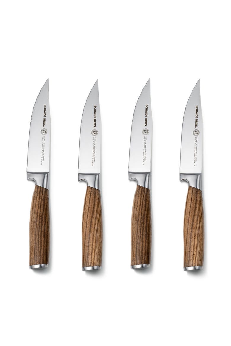 Zebra Wood 4-Piece Steak Set, Alternate, color, Brown
