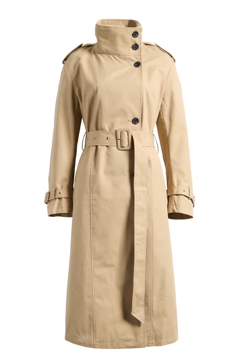 Belted Cotton Blend Trench Coat, Alternate, color, BEIGE