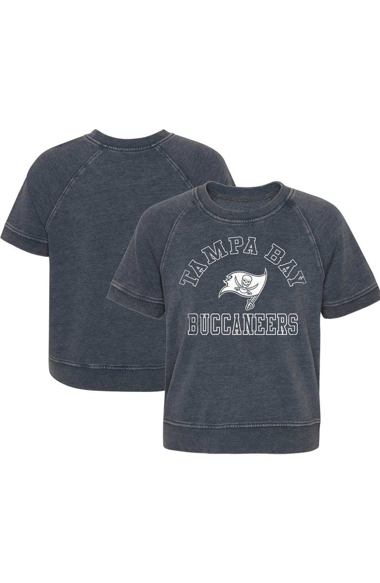 Outerstuff Girls Juniors Heather Charcoal Tampa Bay Buccaneers Cheer Squad Raglan T-Shirt, Main, color, Heather Charcoal