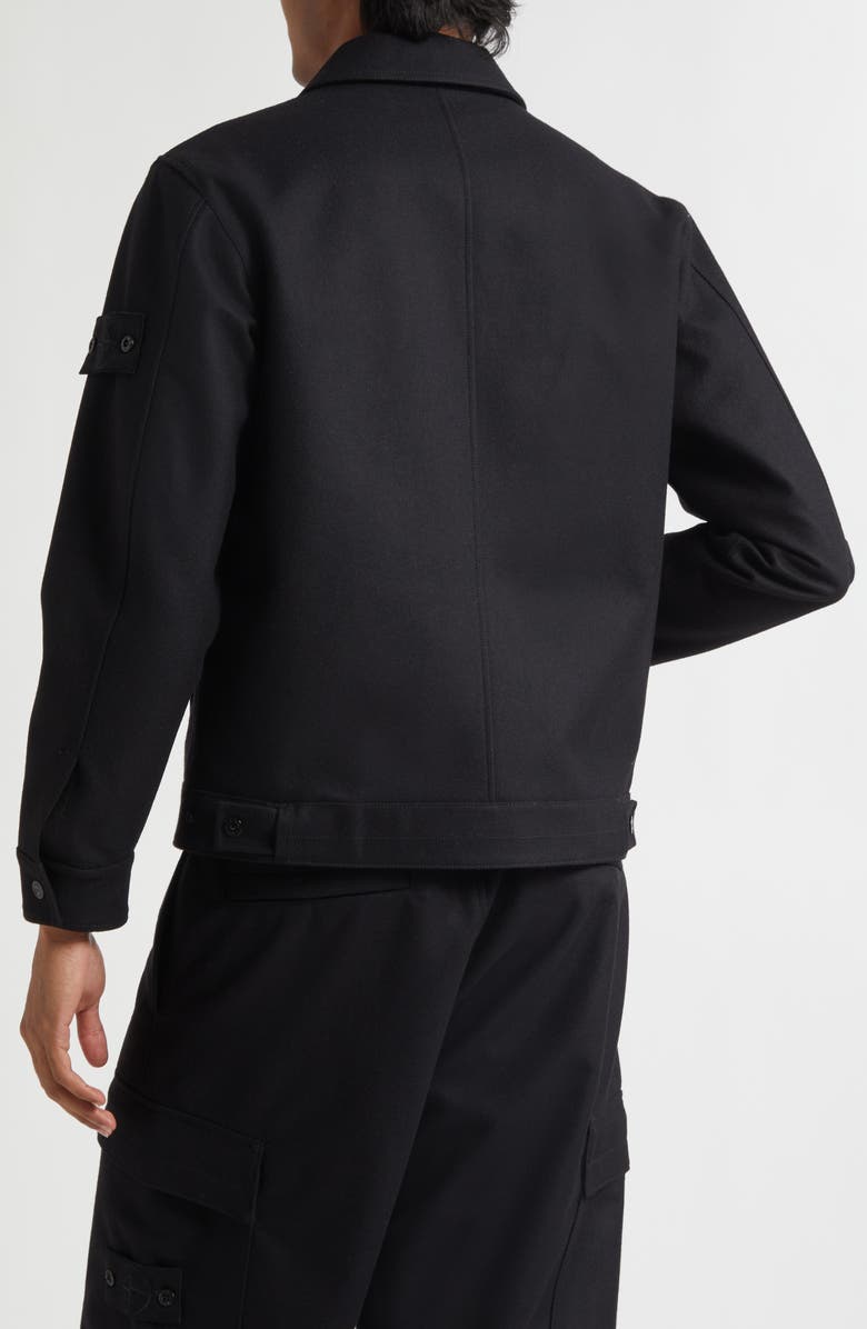 Stone Island Ghost Water Resistant Virgin Wool Blend Flannel Jacket, Alternate, color, Black