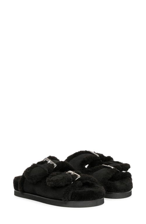 SAINT G Oleander Faux Fur Slide Sandal in Black 