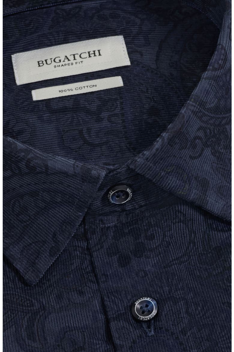 Julian Shaped Fit Paisley Corduroy Button-Up Shirt, Alternate, color, NAVY