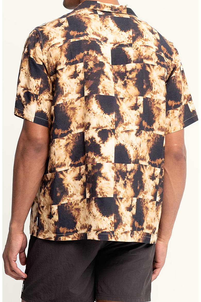 Alex Printed Linen Blend Camp Shirt, Alternate, color, MOLINO/ BROWN