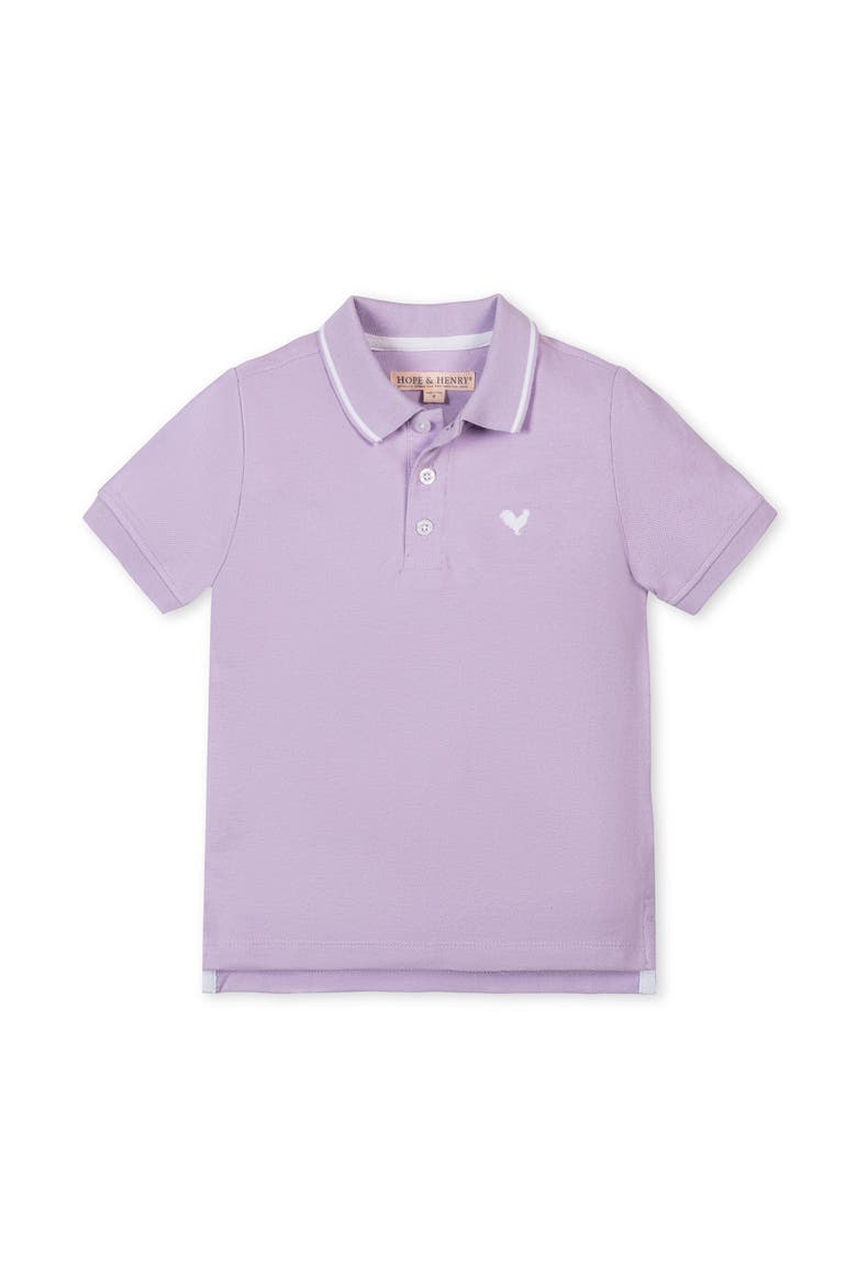 Kids' Organic Short Sleeve Knit Pique Polo Shirt, Main, color, Lavender