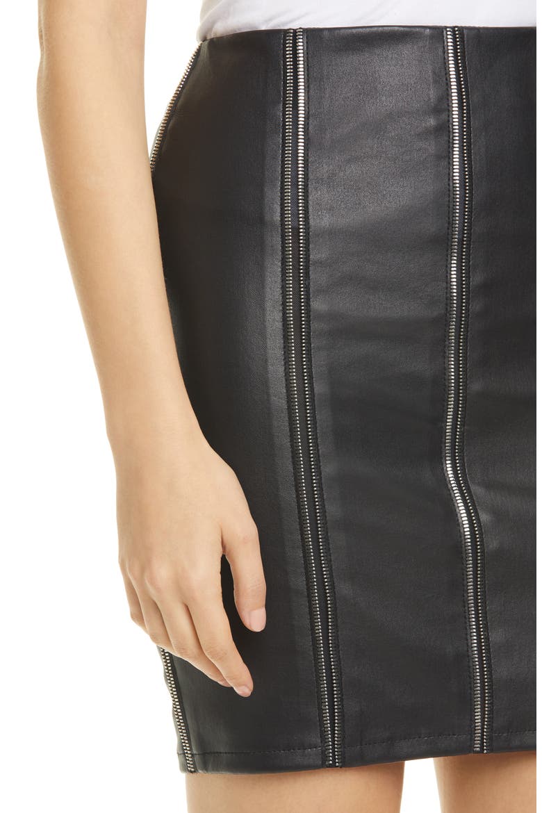Amelie Zip Detail Leather Miniskirt, Alternate, color, NIGHT LIFE 2