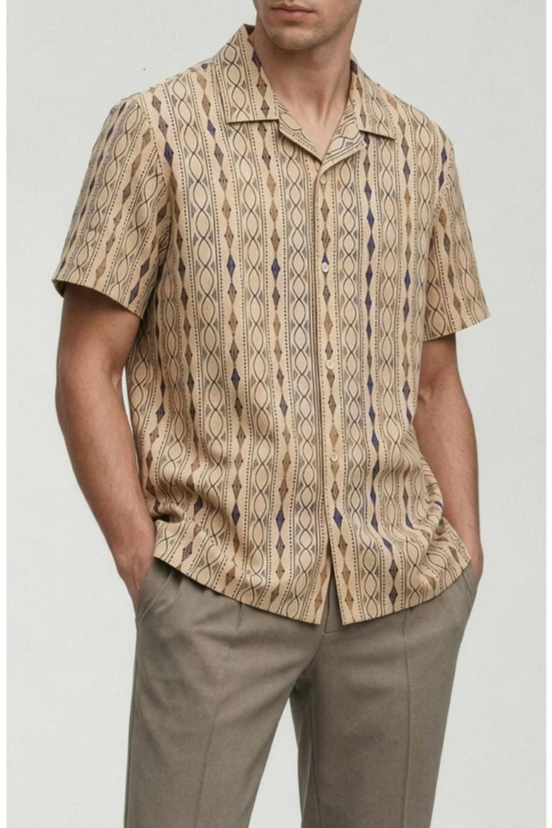 Rider Printed Camp Shirt, Alternate, color, NATURAL