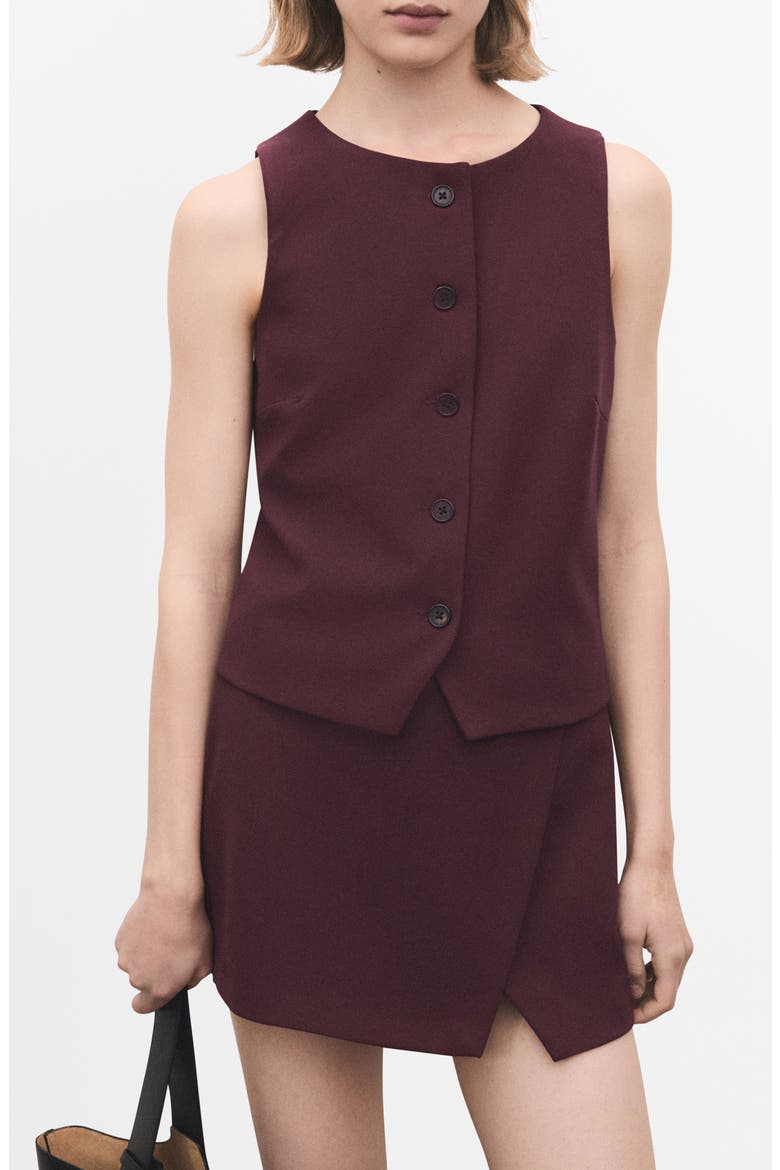 Button Front Suit Vest, Main, color, MAROON