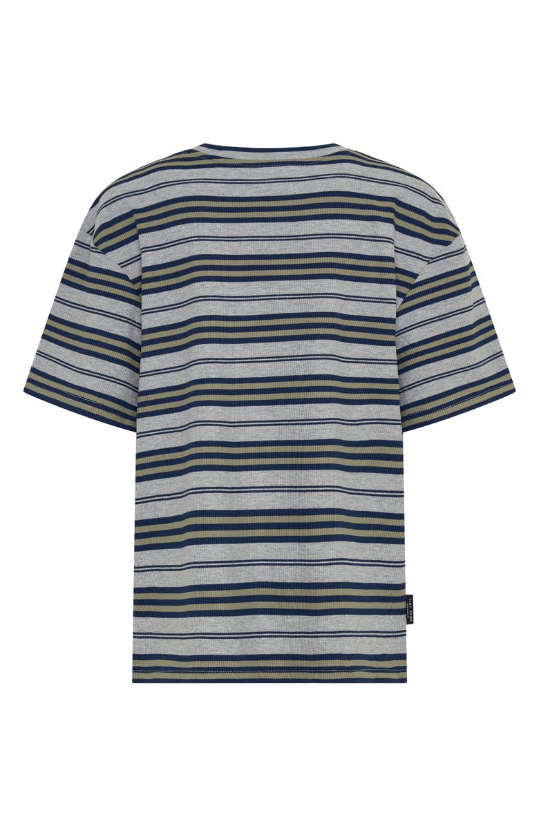 TINY TRIBE Kids' Stripe Rib Stretch Cotton T-Shirt, Alternate, color, Grey Multi