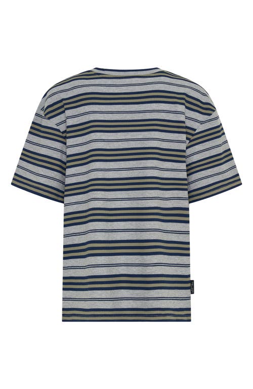 Tiny Tribe Kids' Stripe Rib Stretch Cotton T-shirt In Gray