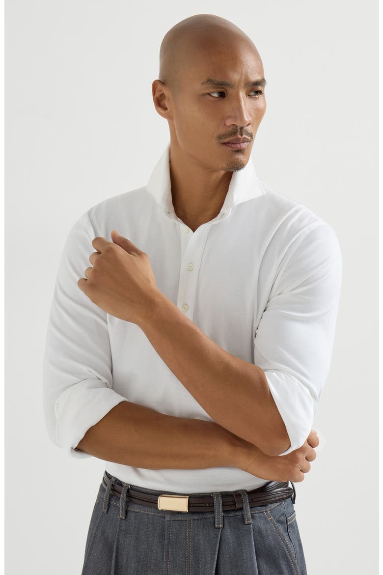 Polo with shirt collar, Alternate, color, White