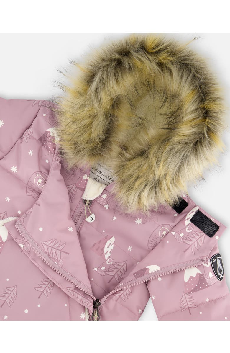 Deux par Deux One-Piece Snug Snowsuit Designed for Car Seat Bear, Alternate, color, Purple