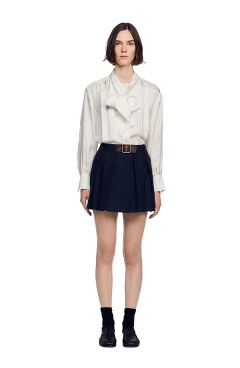 Short Pleated Wool Skirt