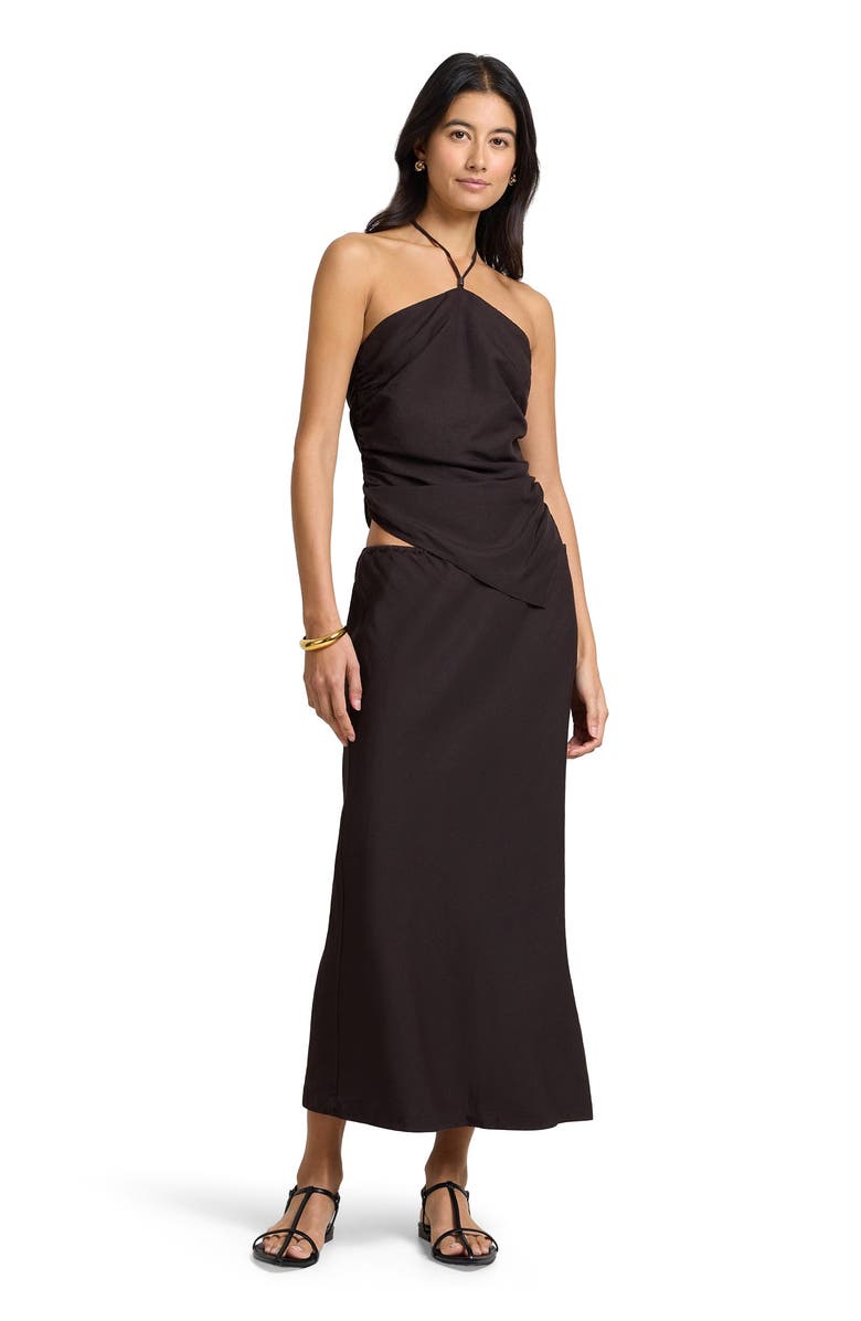 Onia Air Linen Midi Skirt, Main, color, Espresso