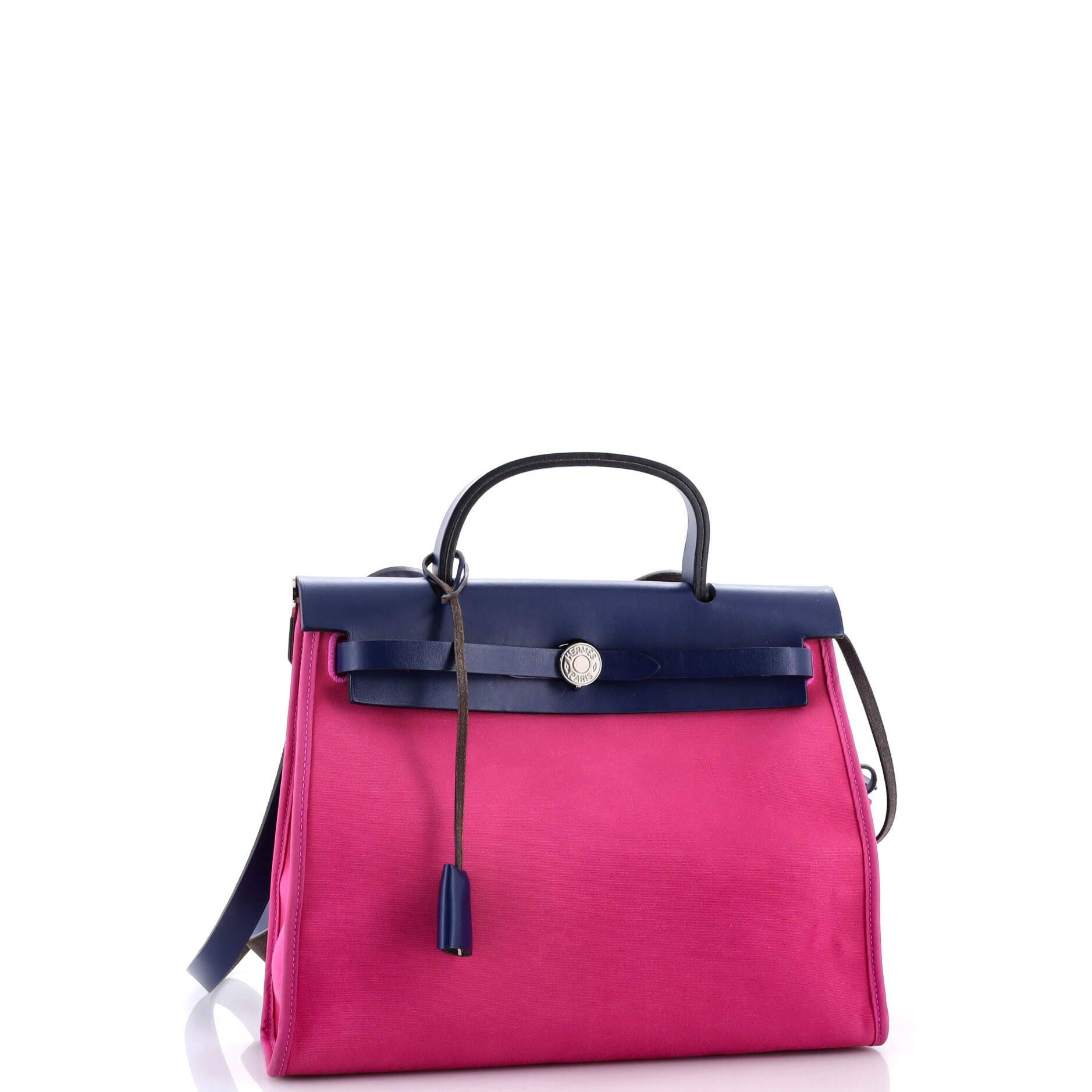 Pre-Owned Hermes Herbag Zip Leather and Toile 31, Alternate, color, Magnolia