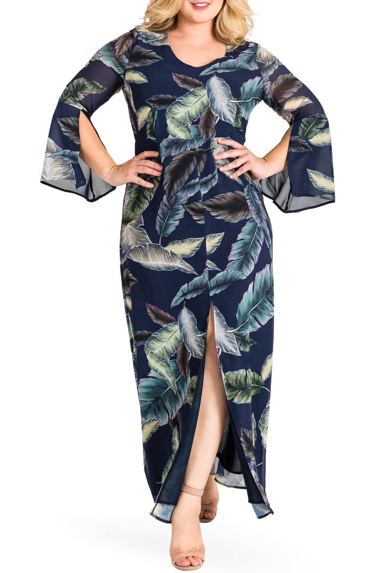 Norah Maxi Dress, Main, color, LEAF PRINT