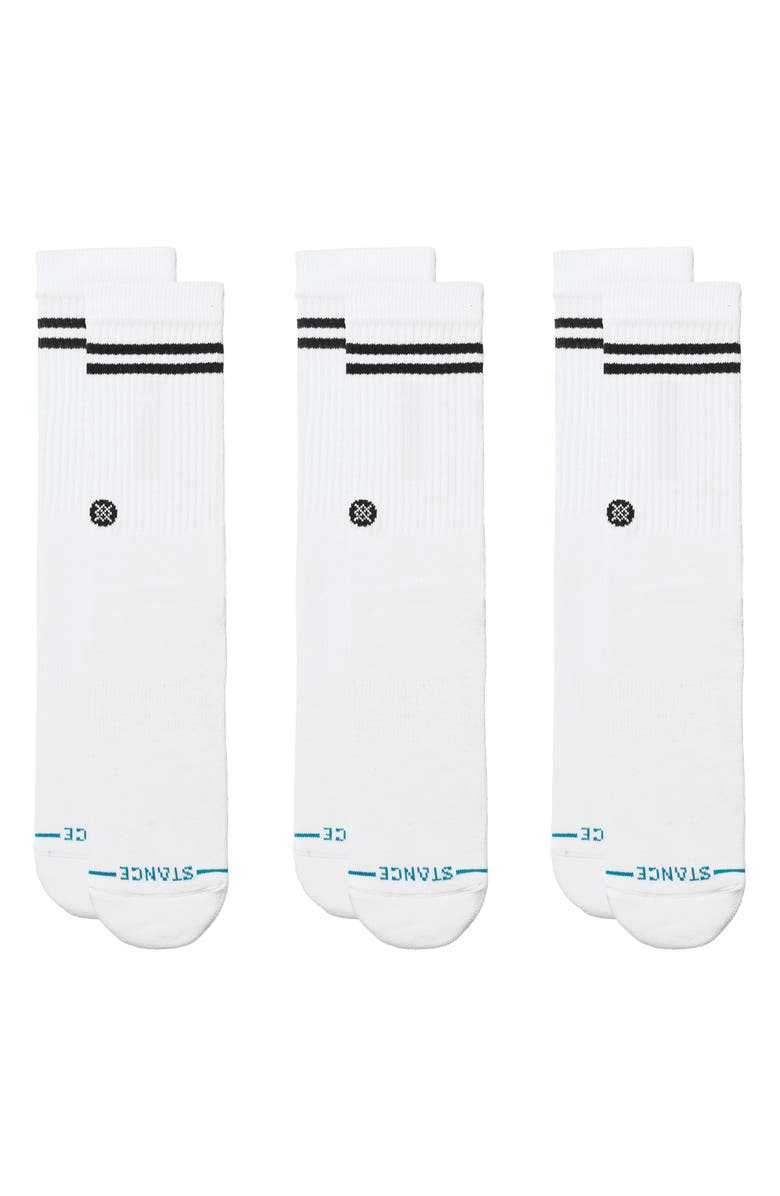 Stance Core 3-Pack Crew Socks, Main, color, White