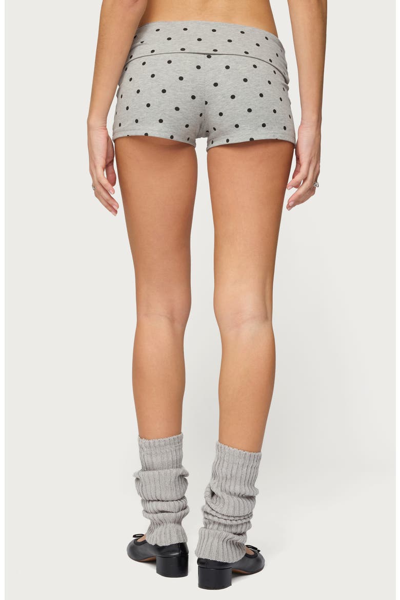 Chelsie Polka Dot Foldover Shorts, Alternate, color, GRAY-MELANGE
