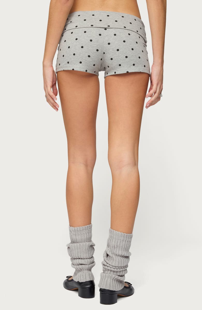 EDIKTED Chelsie Polka Dot Foldover Shorts, Alternate, color, Gray-Melange