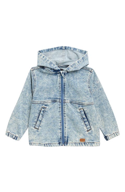 Kids' Hooded Knit Denim Jacket