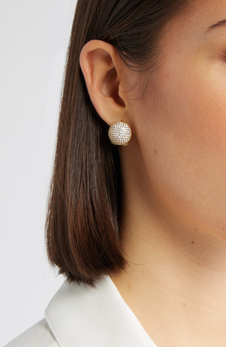 Nordstrom Pavé Orb Huggie Earrings, Alternate, color, Clear- Gold
