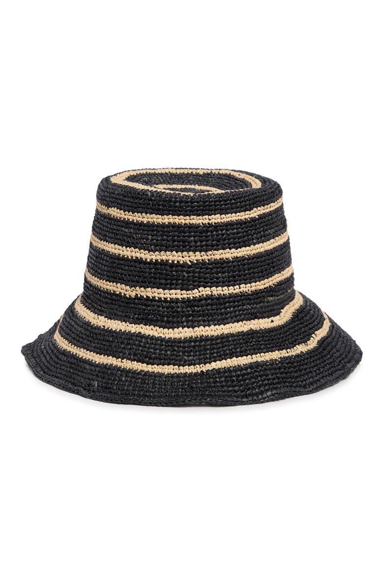 Stripe Straw Cloche, Main, color, NATURAL/BLACK