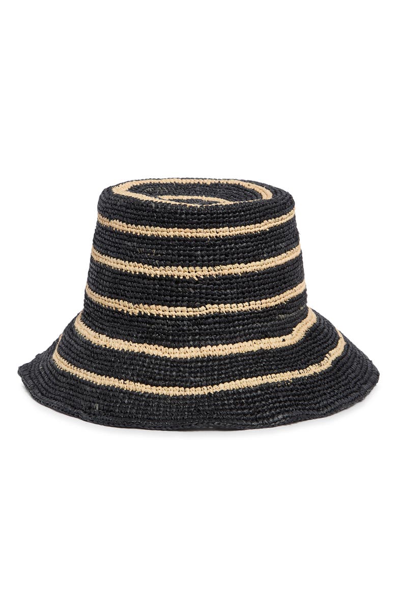 Vince Stripe Straw Cloche, Main, color, Natural/Black