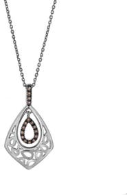 LuvMyJewelry Soraya Sterling Silver 0.08 Ct Diamond Teardrop Pendant