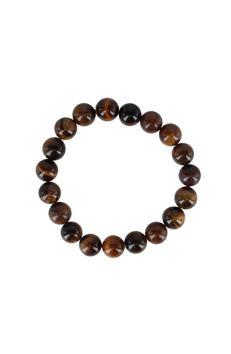 Trafalgar Raja Tiger Eye Stretch Beaded Bracelet, Alternate, color, Brown