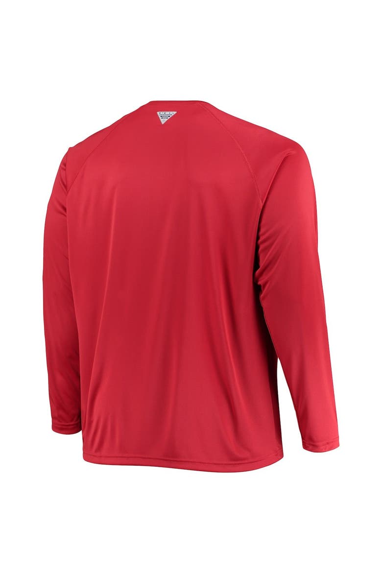 Men's Columbia Scarlet Ohio State Buckeyes Big & Tall Terminal Tackle Raglan Omni-Shade Long Sleeve T-Shirt, Alternate, color, Scarlet