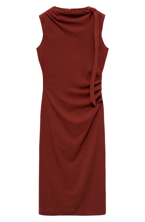 Pleated Drape Sleeveless Maxi Dress