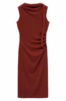 MANGO Pleated Drape Sleeveless Maxi Dress