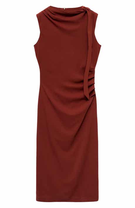 MANGO Pleated Drape Sleeveless Maxi Dress