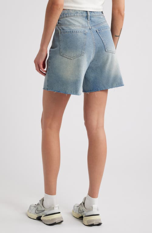 Ptcl Rhea High Waist Wide Leg Denim Shorts In Tinted Med Indigo
