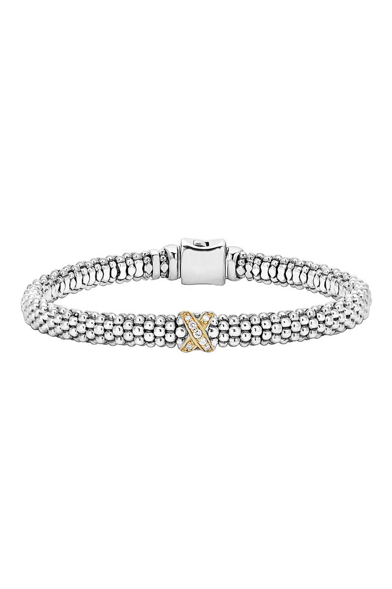 Signature Caviar Diamond Rope Bracelet, Main, color, STERLING SILVER/ GOLD