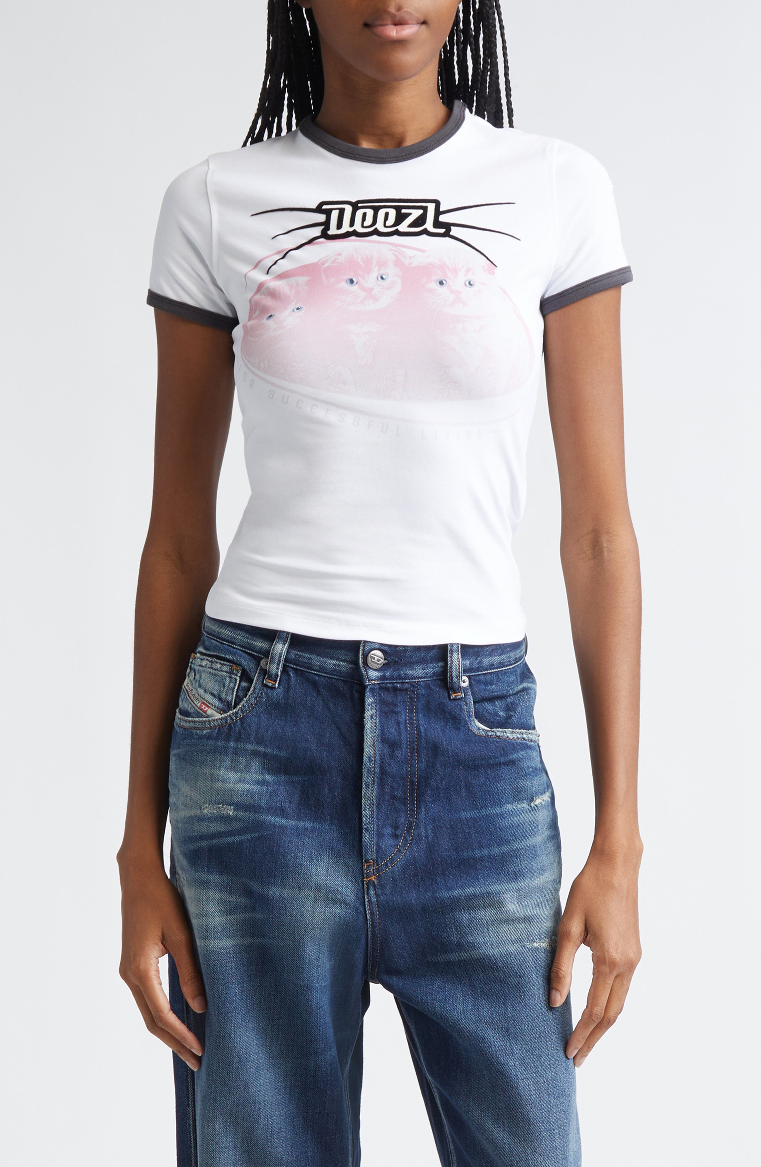 Cat Graphic Ringer T-Shirt (Women) | Nordstrom