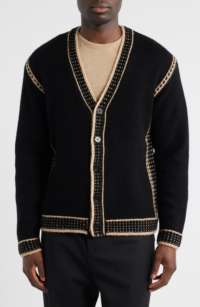 NN07 August Wool Blend Cardigan, Alternate, color, Black