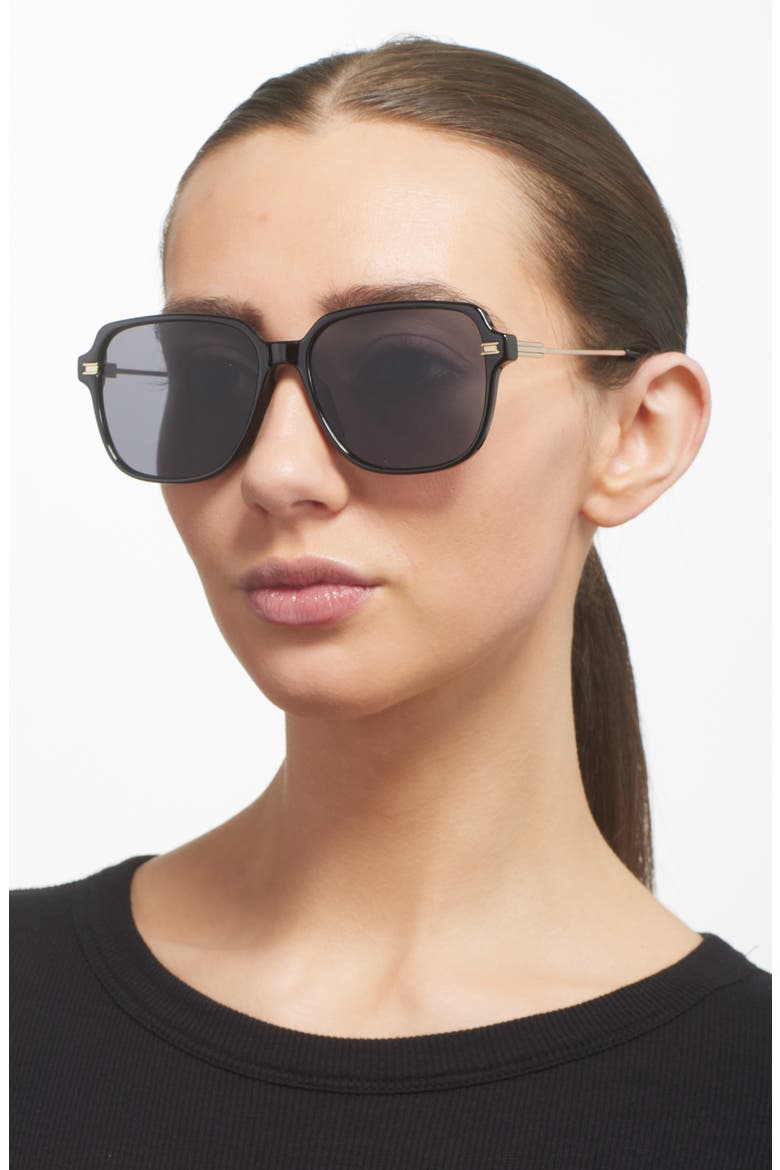 Retro Square Sunglasses, Alternate, color, BLACK- GOLD