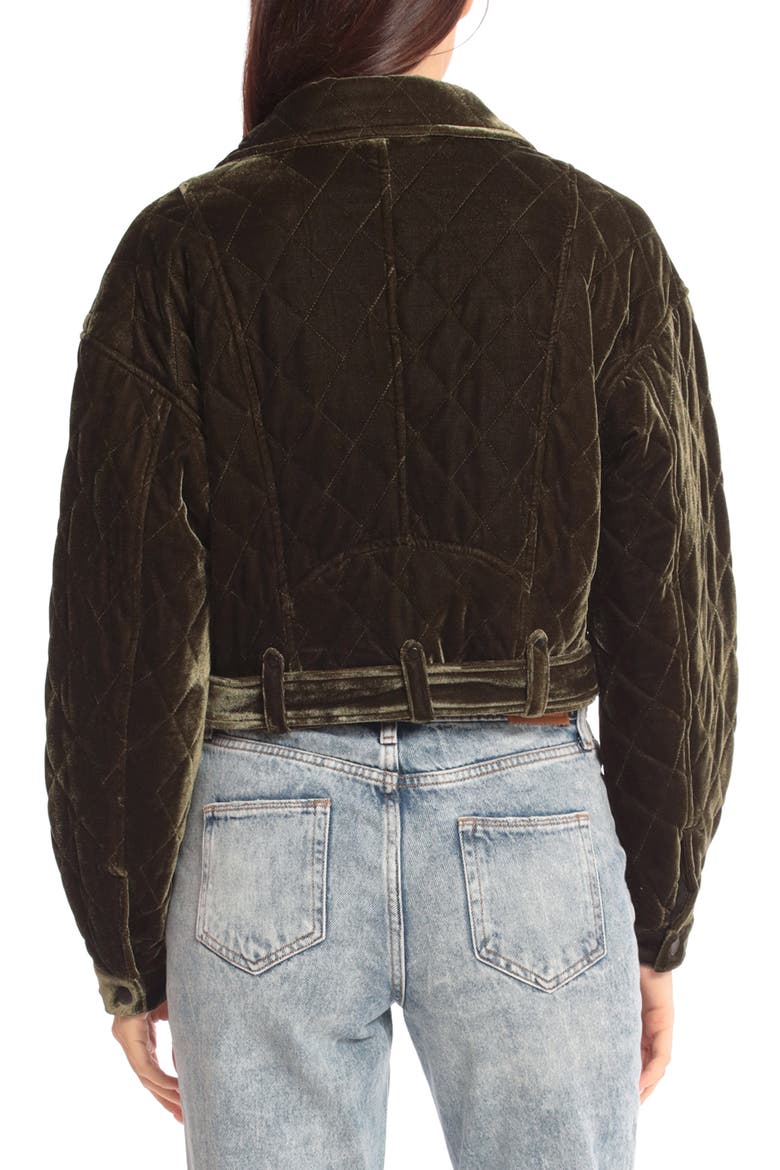 Quilted Velvet Moto Jacket, Alternate, color, OLIVE