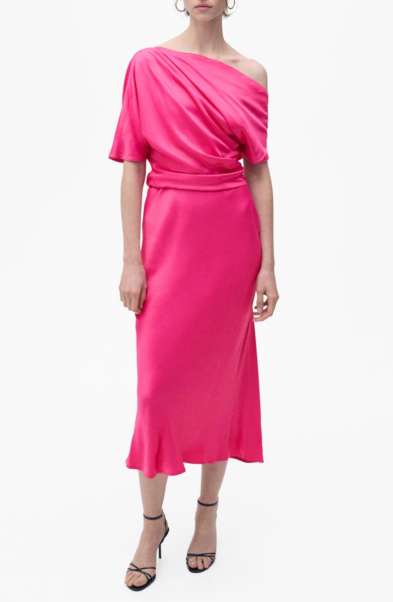 MANGO Off the Shoulder Midi Dress, Main, color, 