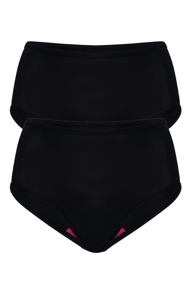 Cheeky Cherry 2-Pack Leakproof Period Pad Ultra Smooth Full Brief, Alternate, color, Onyx/Onyx