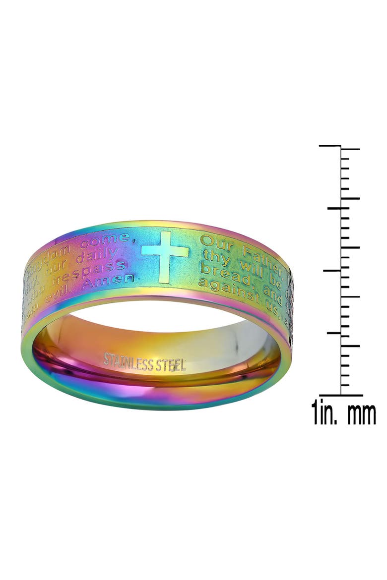 Men's Lord's Prayer Cross Band Ring, Alternate, color, MULTI
