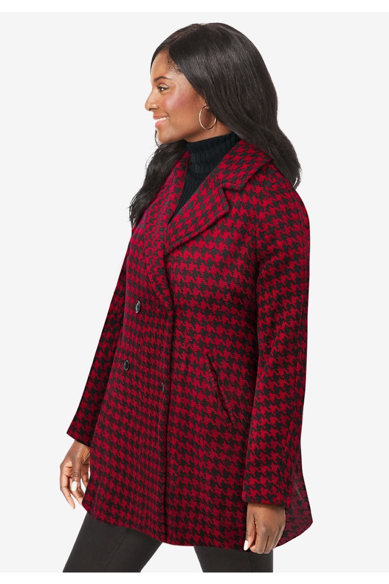 A-Line Wool Peacoat, Alternate, color, BLACK